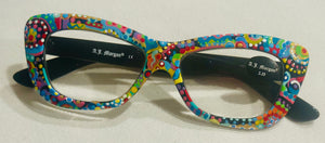 Hand Painted Cat Eye Reading Glasses 2.25 magnification